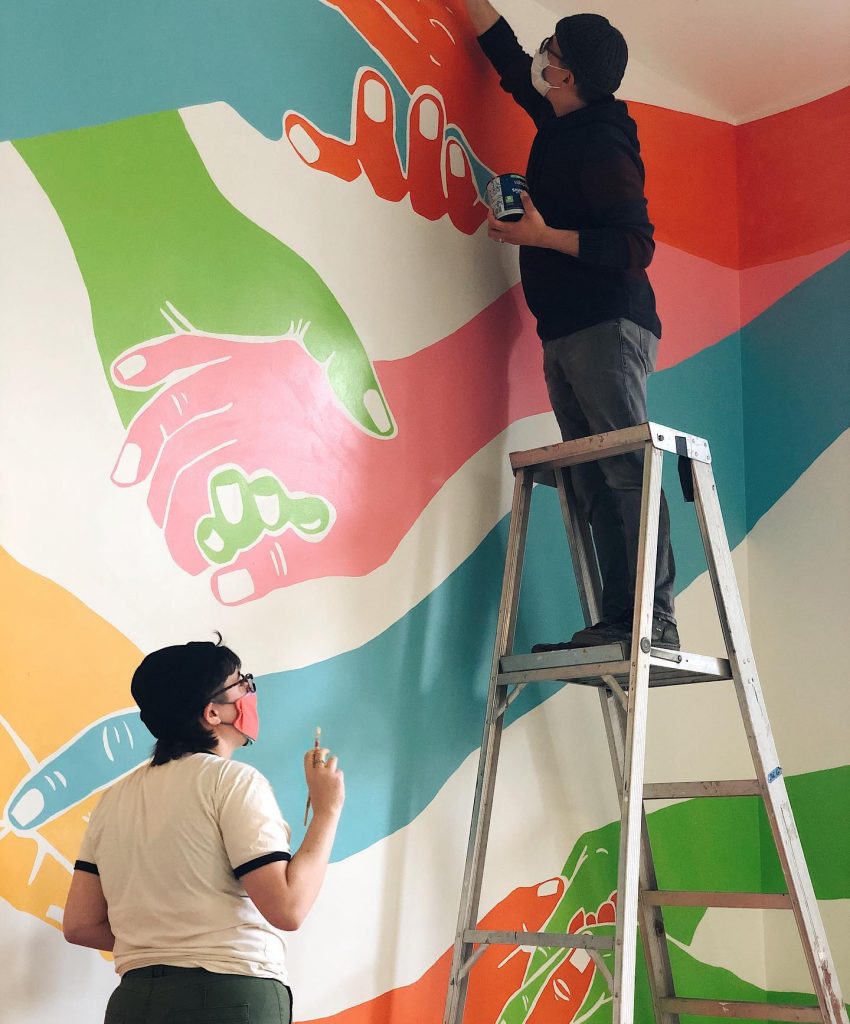 Artists Working On Mural Wall Art